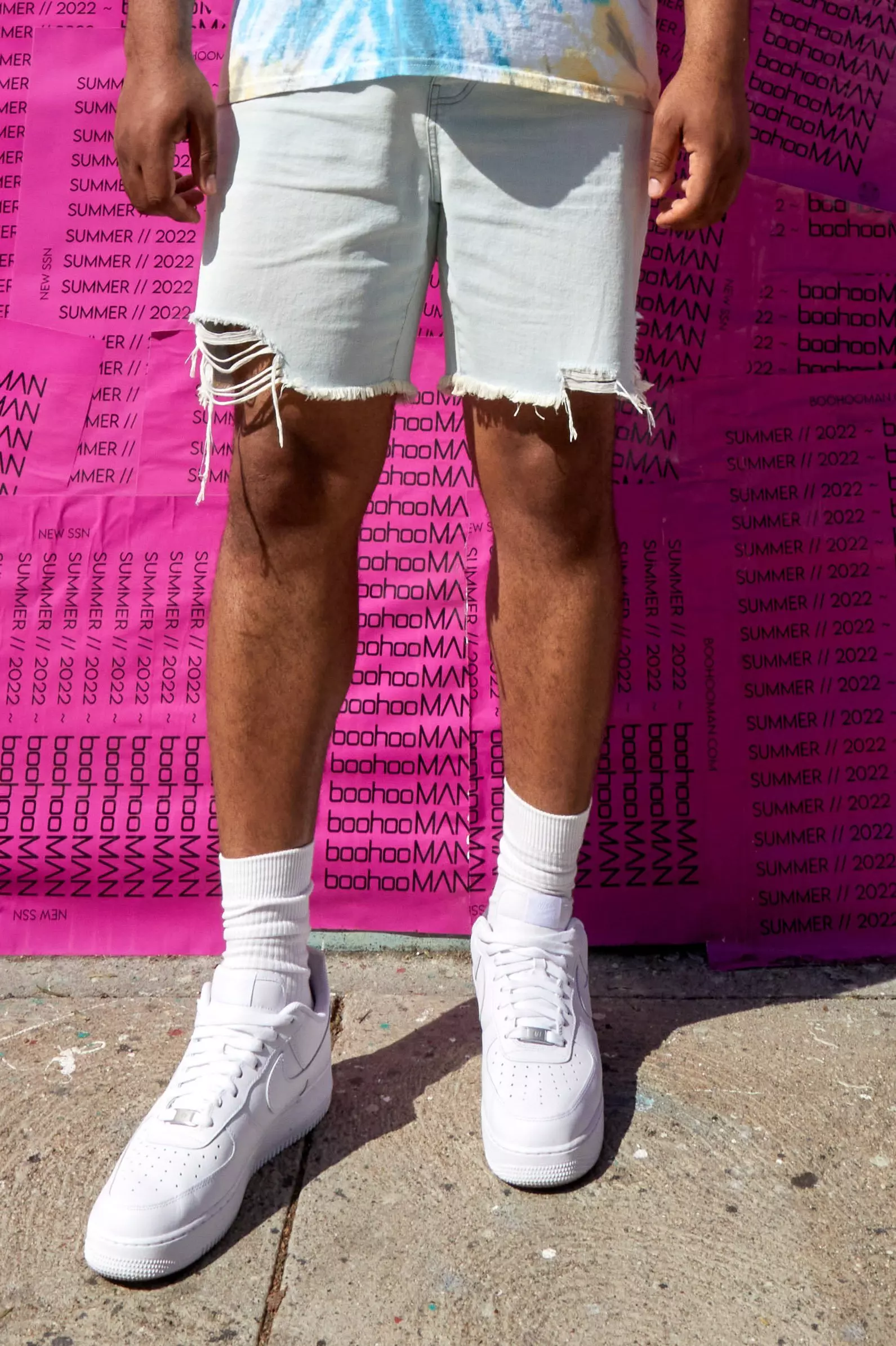 Plus Slim Fit Raw Hem Denim Short